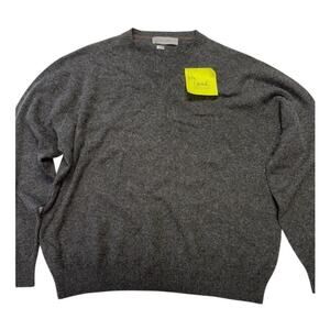 Scott James Crewneck Sweater Elbow Patch Pullover Cashmere Gray Mens Size XXL